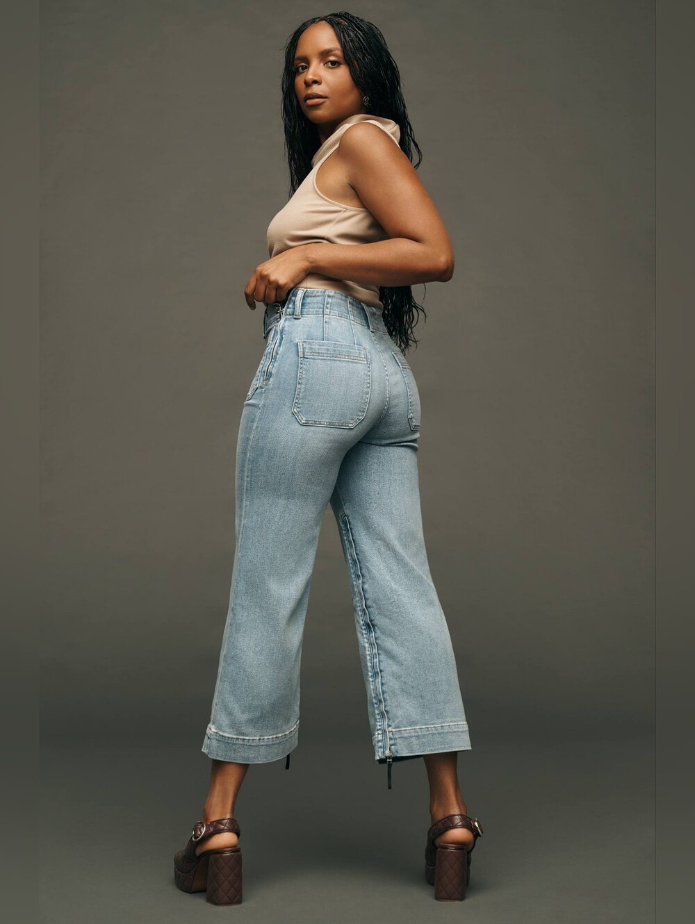 Maeve Adaptive Non-Seated Colette High-Rise Wide-Leg Cropped Jeans  Denim 30